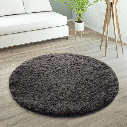Solid Shag Rug Silky Soft &amp; Fluffy In Light-Brown