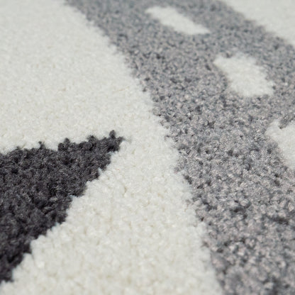 Nursery Rug Nino with Town Streets and Cars Motif in Pastel Colors
