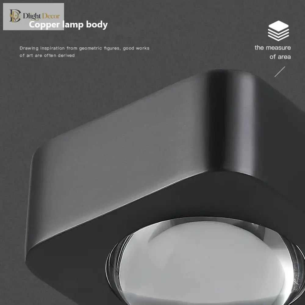 Square LED Modern Copper Wall Sconce | Bedroom Lighting