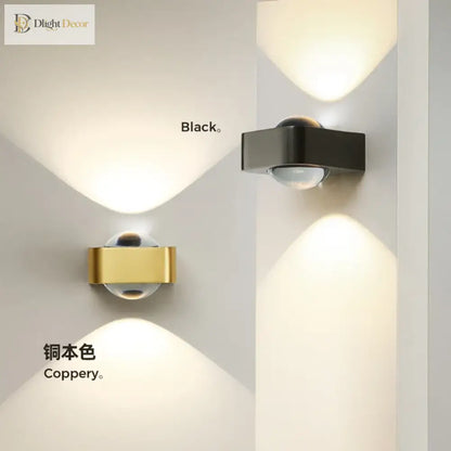Square LED Modern Copper Wall Sconce | Bedroom Lighting