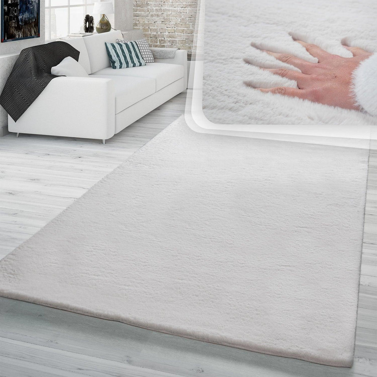Super Soft Area Rug Fluffy High Pile Cosy Luxurious Touch in Solid Cream