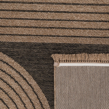 In- &amp; Outdoor Rug Cologne with Modern Lines Design in Beige Black