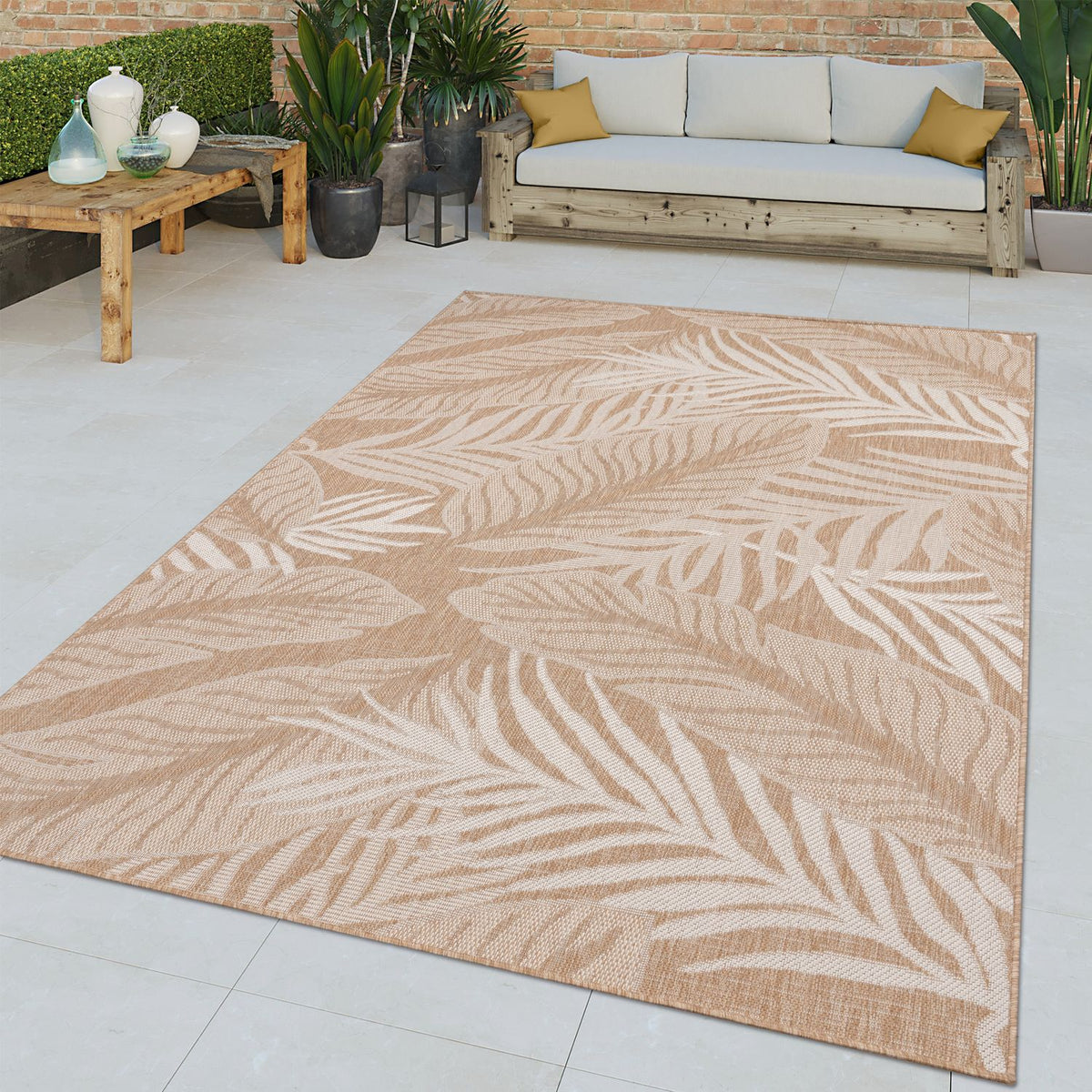 Indoor &amp; Outdoor Rug Captera with Leaves Design