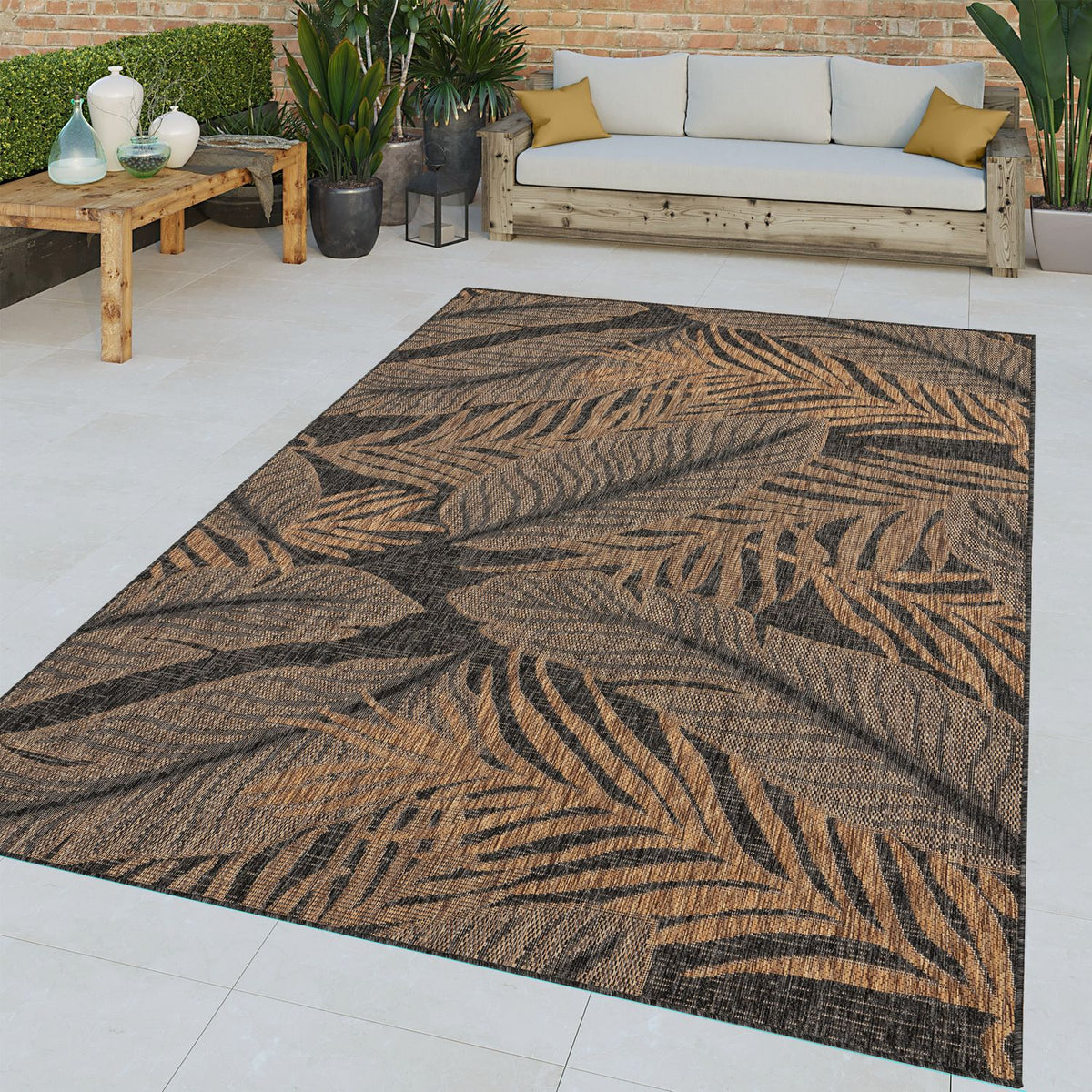 Indoor &amp; Outdoor Rug Captera with Leaves Design