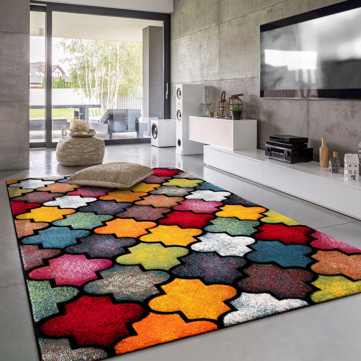 Colorful Area Rug Smaragd Moroccan Pattern - Multicolor