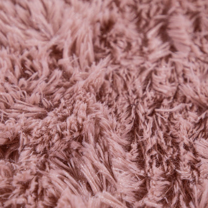 Solid Shag Rug Silky Soft &amp; Fluffy In Rose