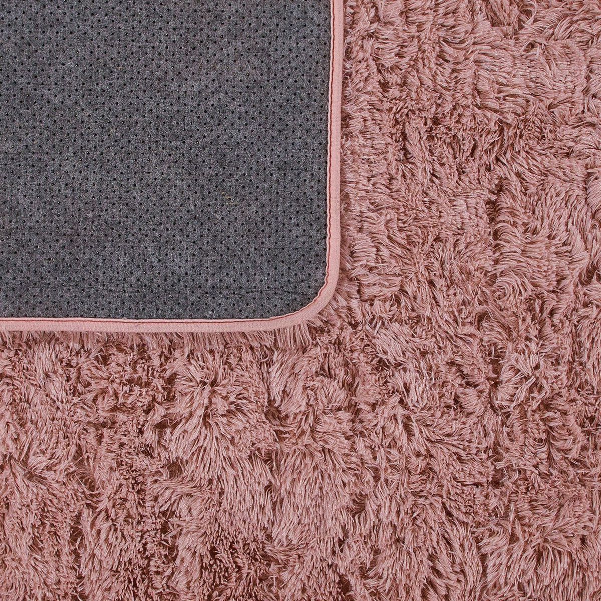 Solid Shag Rug Silky Soft &amp; Fluffy In Rose