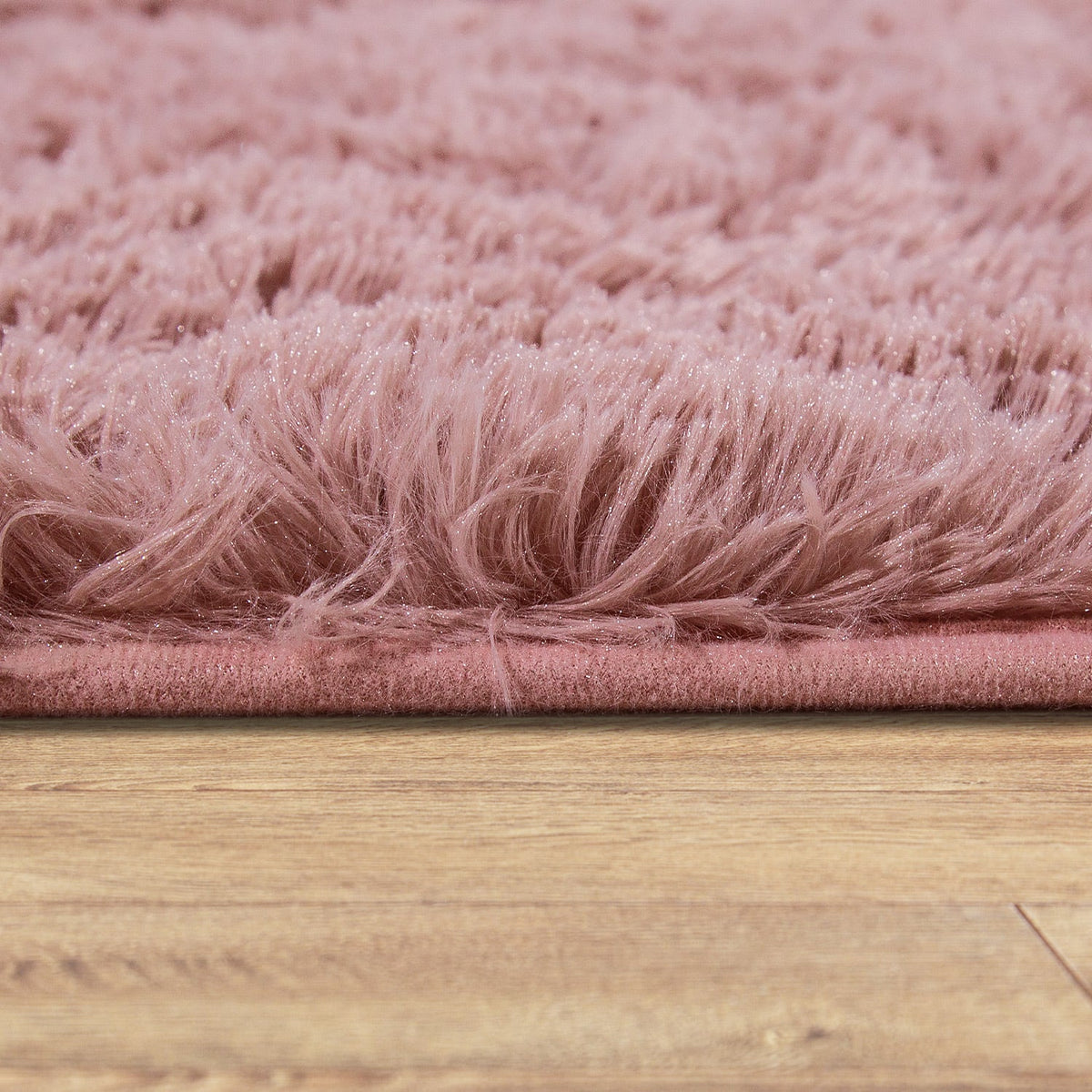 Solid Shag Rug Silky Soft &amp; Fluffy In Rose