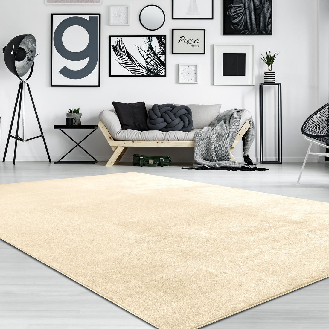 Soft Area Rug with Anti-Slip Backing Washable - Beige