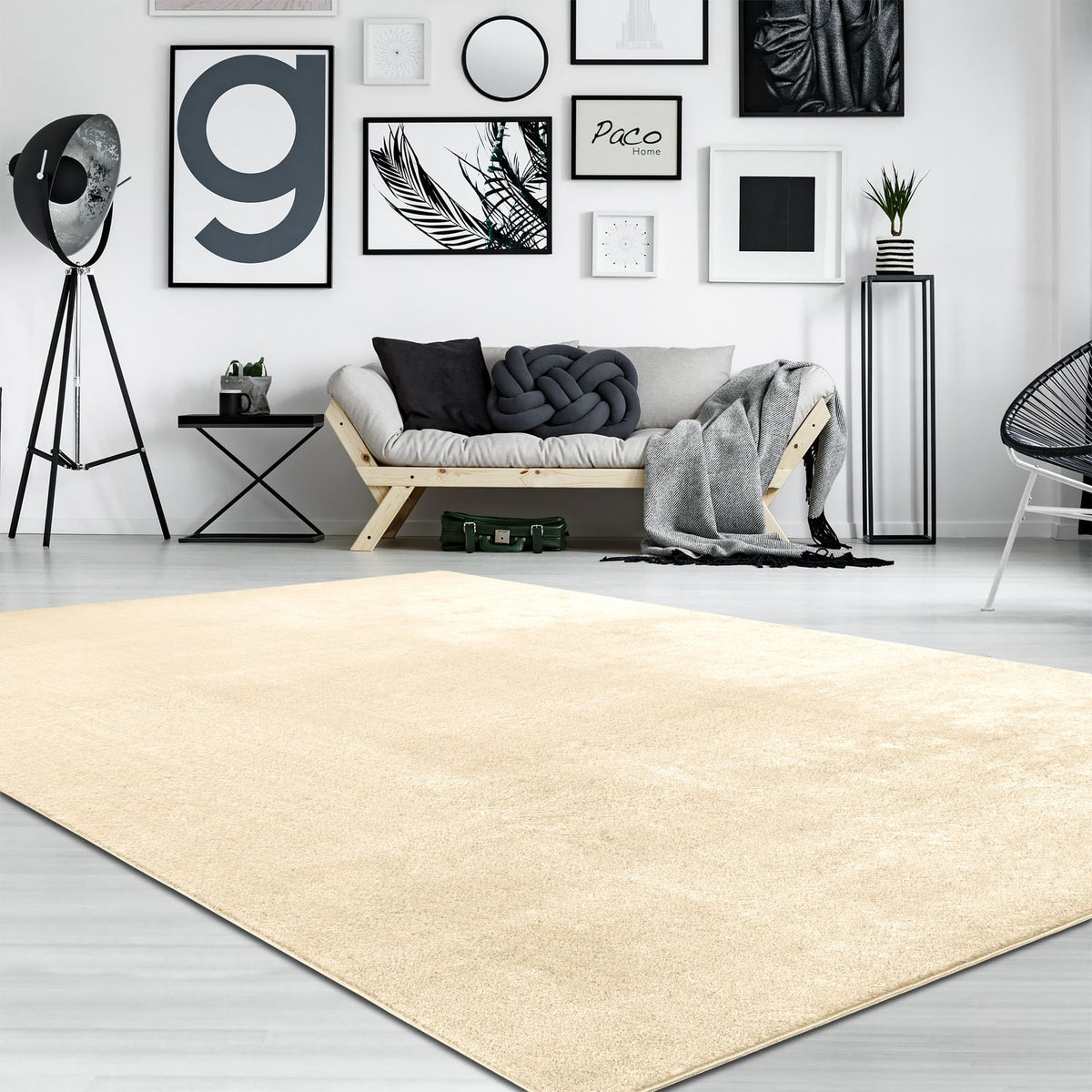 Soft Area Rug with Anti-Slip Backing Washable - Beige