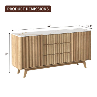 62" Buffet Cabinet Fluted - Yanosaku