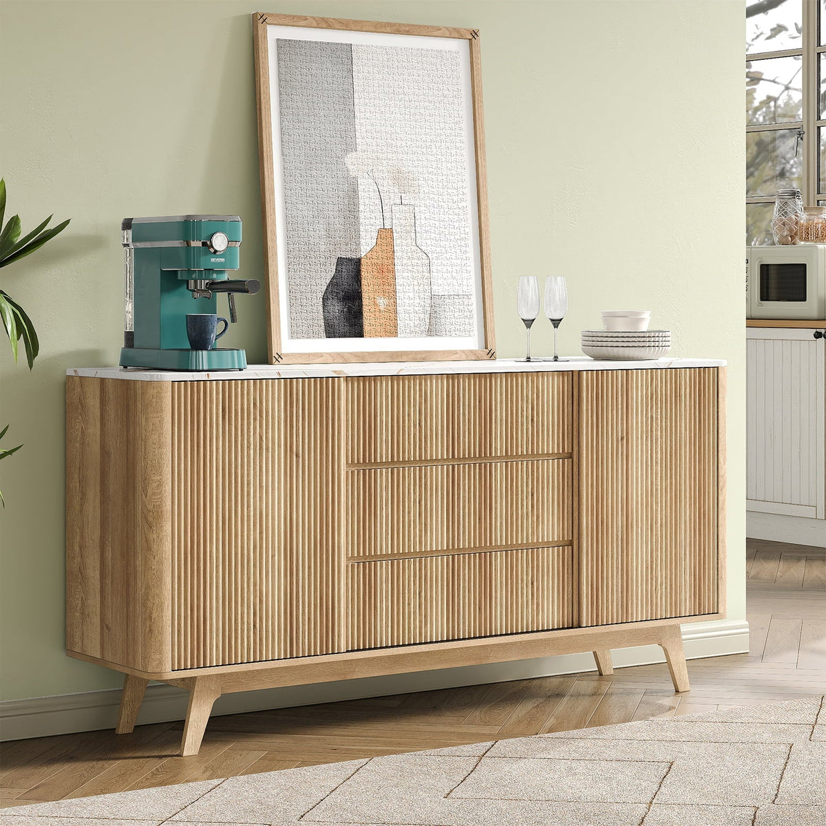 62" Buffet Cabinet Fluted - Yanosaku