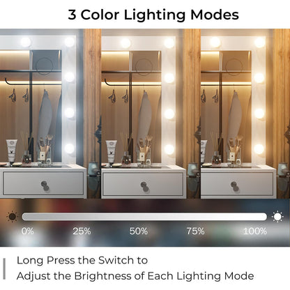 11-Drawer LED Mirror Vanity Desk - Yanosaku