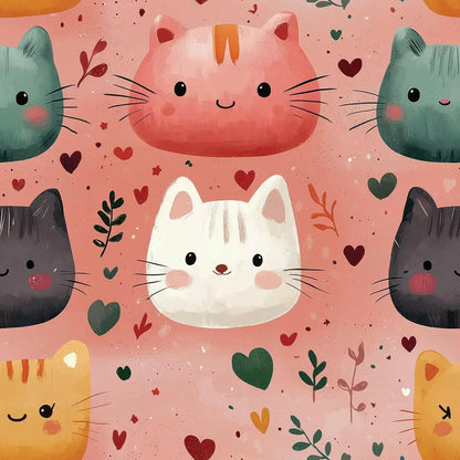 Cuddly Cats Whimsical Wallpaper