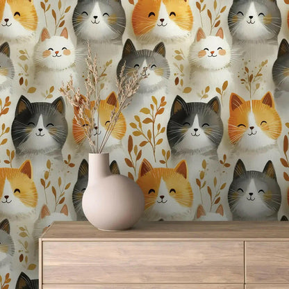Whispering Whiskers &amp; Leaves Wallpaper