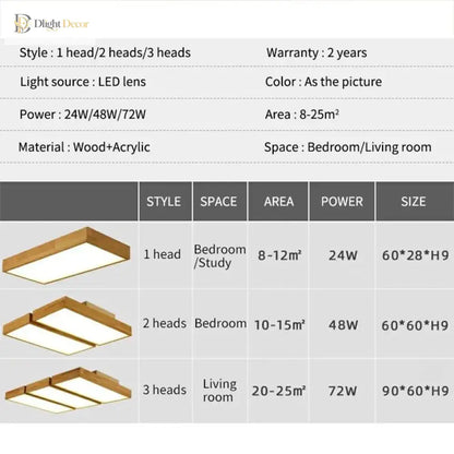Wood LED Minimalist Chandelier | Kitchen Island Lighting