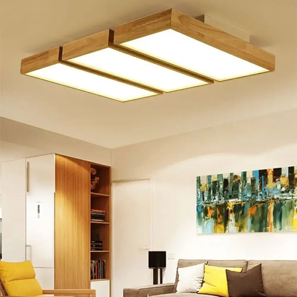 Wood LED Minimalist Chandelier | Kitchen Island Lighting